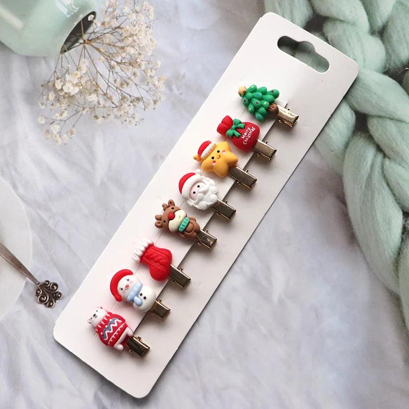 8/10Pcs/Set New Christmas Hair Clips for Women Girls Hair Accessories Party Barrettes Hairpins Kids Cosplay Headwear