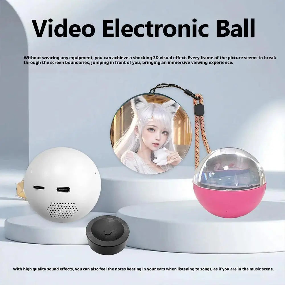 3D Video Player Glass Ball DIY Art Glass Ball Lamp Spherical Pixel Display 360° Surround Sound Video And Sound Game Screen