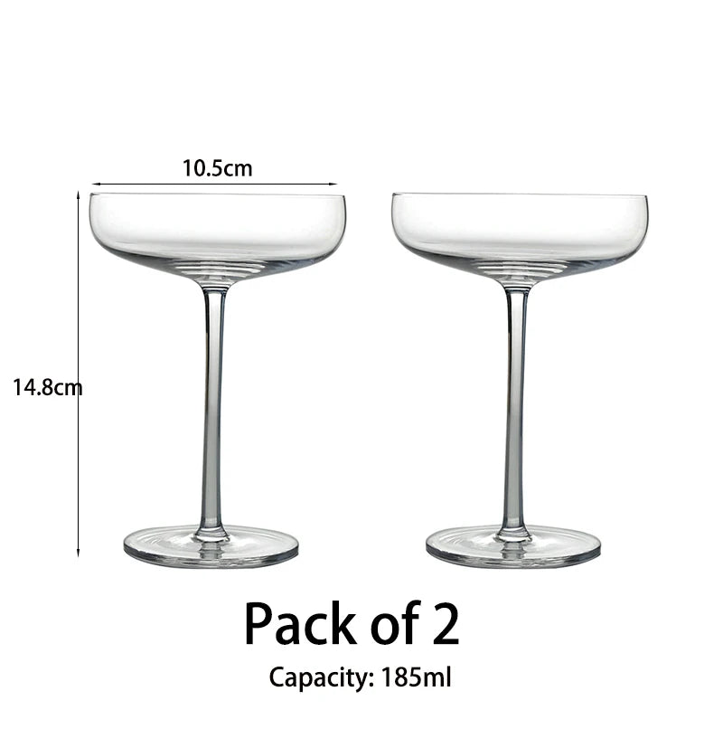2PCS 185ML Coupe Cocktail Glass Martini Glass Crystal Set of 2