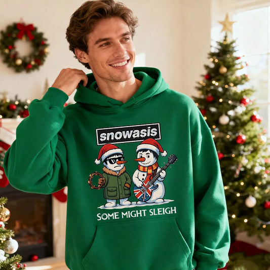Funny Christmas Men Hoodies SNOWASIS Some Might Sleigh Snowman Tops Rock Band Parody Holiday Gift Music Lovers Christmas Hoody