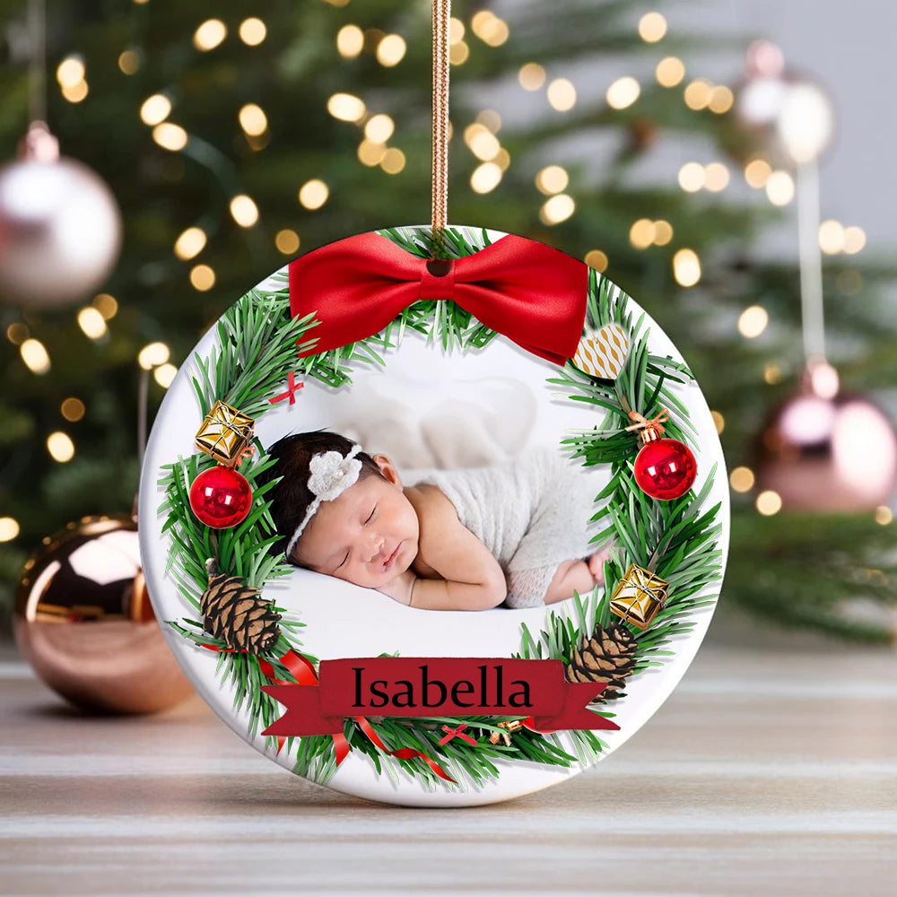 Personalized Baby Christmas Ceramic Ornament Add Photo & Name Christmas Ornament Pendant Baby 1st Xmas Photography Accessories
