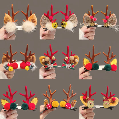 Creative Christmas Hair Clips for Girls Deer Ear Party Headbands Xmas Hats Shape Hair Clips Hairpin Antlers Festive Headdresses