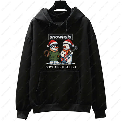 Funny Christmas Men Hoodies SNOWASIS Some Might Sleigh Snowman Tops Rock Band Parody Holiday Gift Music Lovers Christmas Hoody