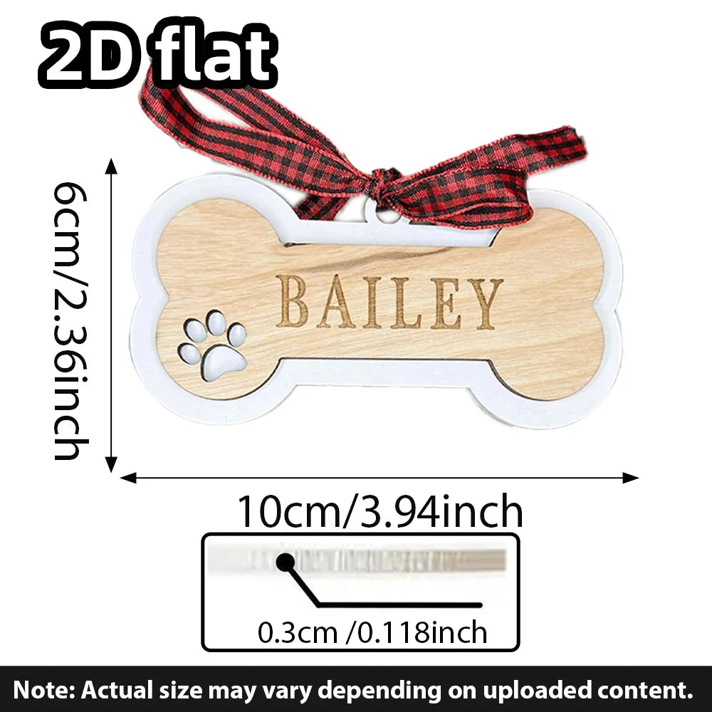 Personalized Dog Christmas Ornament–Wooden Pet Ornament–Custom Dog Bone Holiday Keepsake for Christmas Tree Decoration and Gift