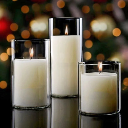 8cm Glass Candle Holders Dia Cylinder Vases For Pillar Candle Holders Or Flower Vase Wedding Decoration Candlelight Dinner