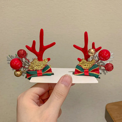 Creative Christmas Hair Clips for Girls Deer Ear Party Headbands Xmas Hats Shape Hair Clips Hairpin Antlers Festive Headdresses