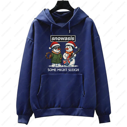 Funny Christmas Men Hoodies SNOWASIS Some Might Sleigh Snowman Tops Rock Band Parody Holiday Gift Music Lovers Christmas Hoody