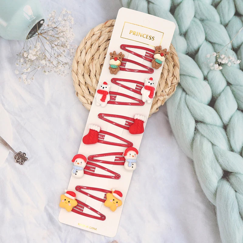 8/10Pcs/Set New Christmas Hair Clips for Women Girls Hair Accessories Party Barrettes Hairpins Kids Cosplay Headwear