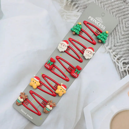 8/10Pcs/Set New Christmas Hair Clips for Women Girls Hair Accessories Party Barrettes Hairpins Kids Cosplay Headwear