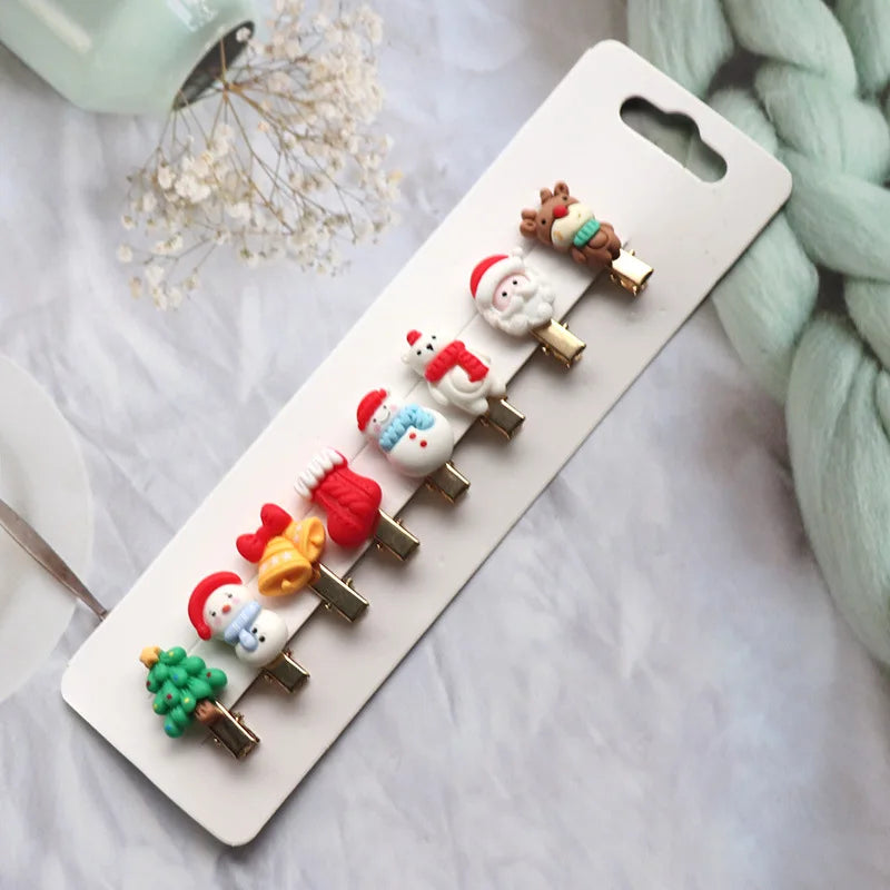 8/10Pcs/Set New Christmas Hair Clips for Women Girls Hair Accessories Party Barrettes Hairpins Kids Cosplay Headwear