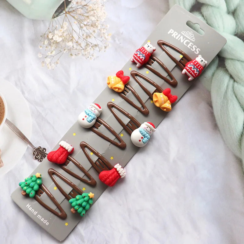 8/10Pcs/Set New Christmas Hair Clips for Women Girls Hair Accessories Party Barrettes Hairpins Kids Cosplay Headwear