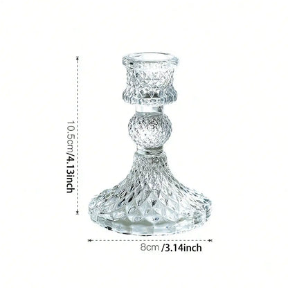3pcs Candle Holders Retro Transparent Glass Candle Holders Suitable For Pillar Candles, Weddings, Holiday Parties Decoration