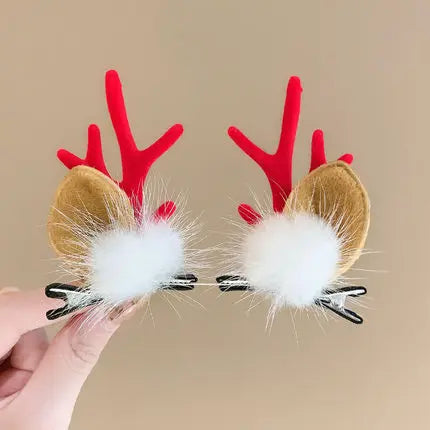Creative Christmas Hair Clips for Girls Deer Ear Party Headbands Xmas Hats Shape Hair Clips Hairpin Antlers Festive Headdresses