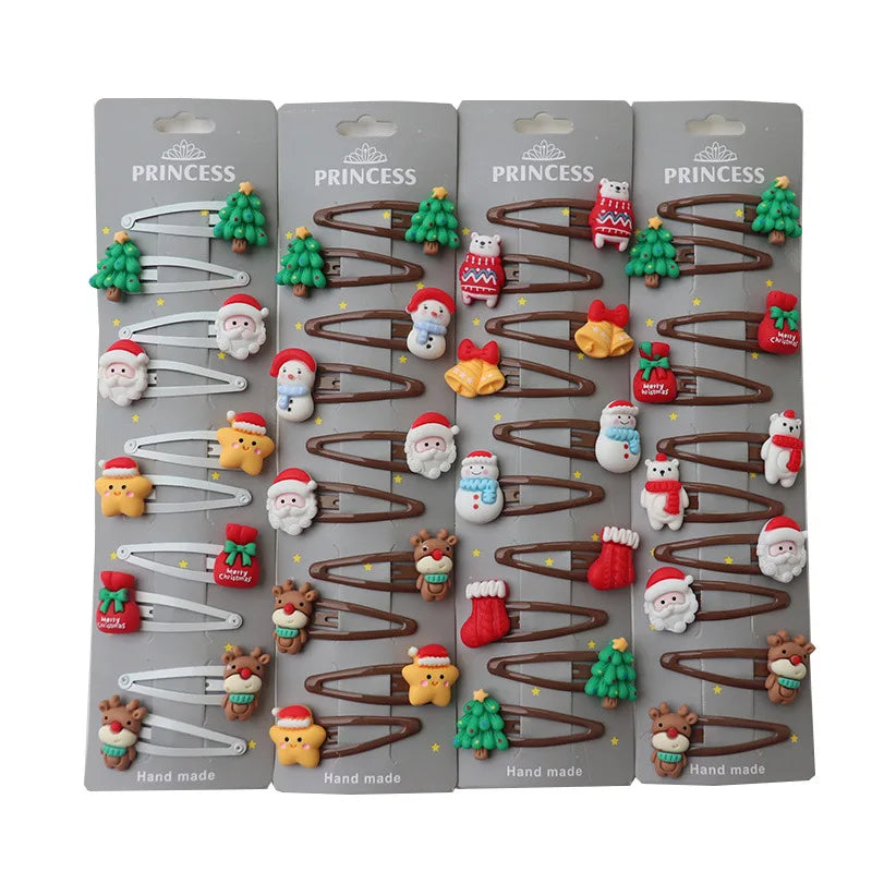 8/10Pcs/Set New Christmas Hair Clips for Women Girls Hair Accessories Party Barrettes Hairpins Kids Cosplay Headwear