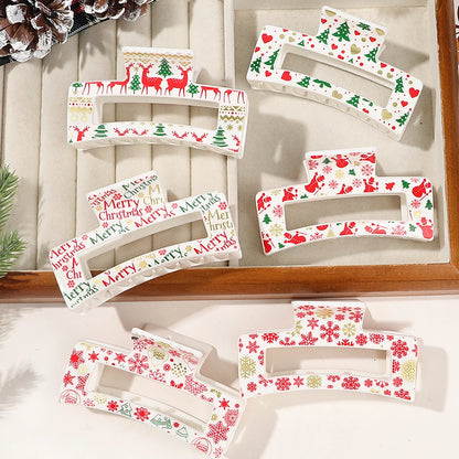 6Pcs Christmas Hair Clips Claw Snowflake Snowman Candy Design Hair Accessories White Transparent Cartoon Hair Clips for Women