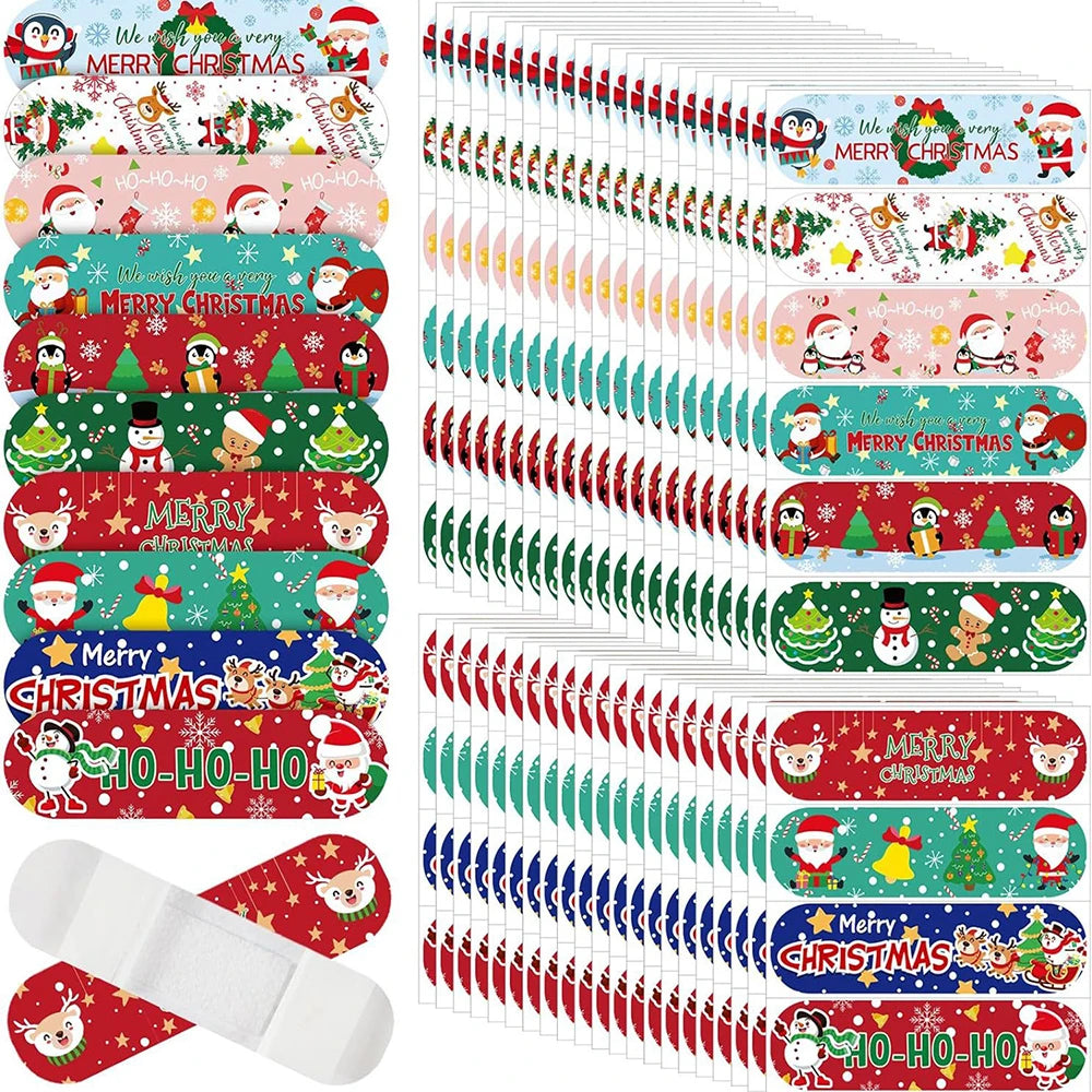 10/30/60pcs Cartoon Merry Christmas Band Aid Wound Dressing Patch Plaster for Children Skin Tape First Aid Adhesive Bandages