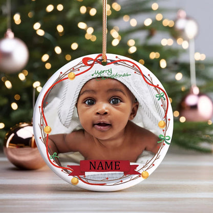 Personalized Baby Christmas Ceramic Ornament Add Photo & Name Christmas Ornament Pendant Baby 1st Xmas Photography Accessories