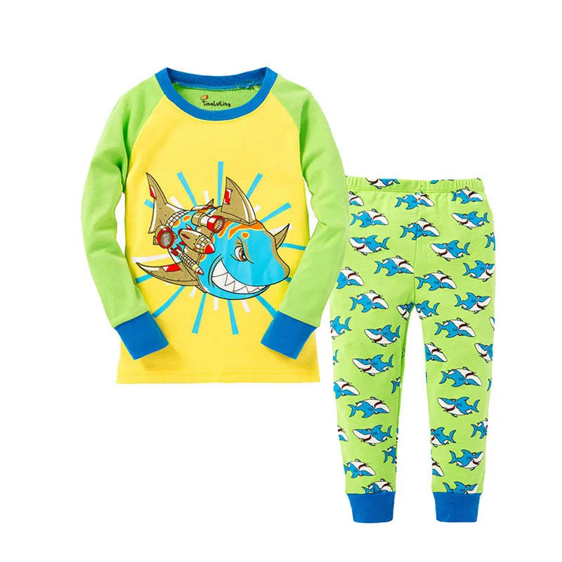 Boys Pajamas Sets 2 to 3 4 5 6 7 8 Years Cotton Long Sleeve Toddler Boy Pijama Autumn Winter Kids Sleepwear Set Children Clothes