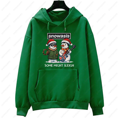 Funny Christmas Men Hoodies SNOWASIS Some Might Sleigh Snowman Tops Rock Band Parody Holiday Gift Music Lovers Christmas Hoody