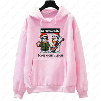 Funny Christmas Men Hoodies SNOWASIS Some Might Sleigh Snowman Tops Rock Band Parody Holiday Gift Music Lovers Christmas Hoody
