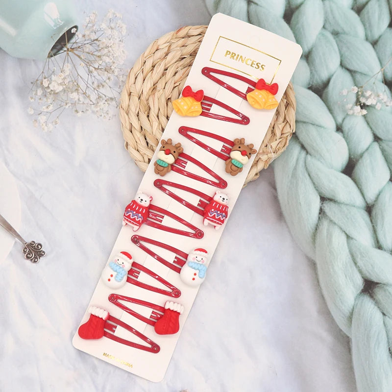 8/10Pcs/Set New Christmas Hair Clips for Women Girls Hair Accessories Party Barrettes Hairpins Kids Cosplay Headwear