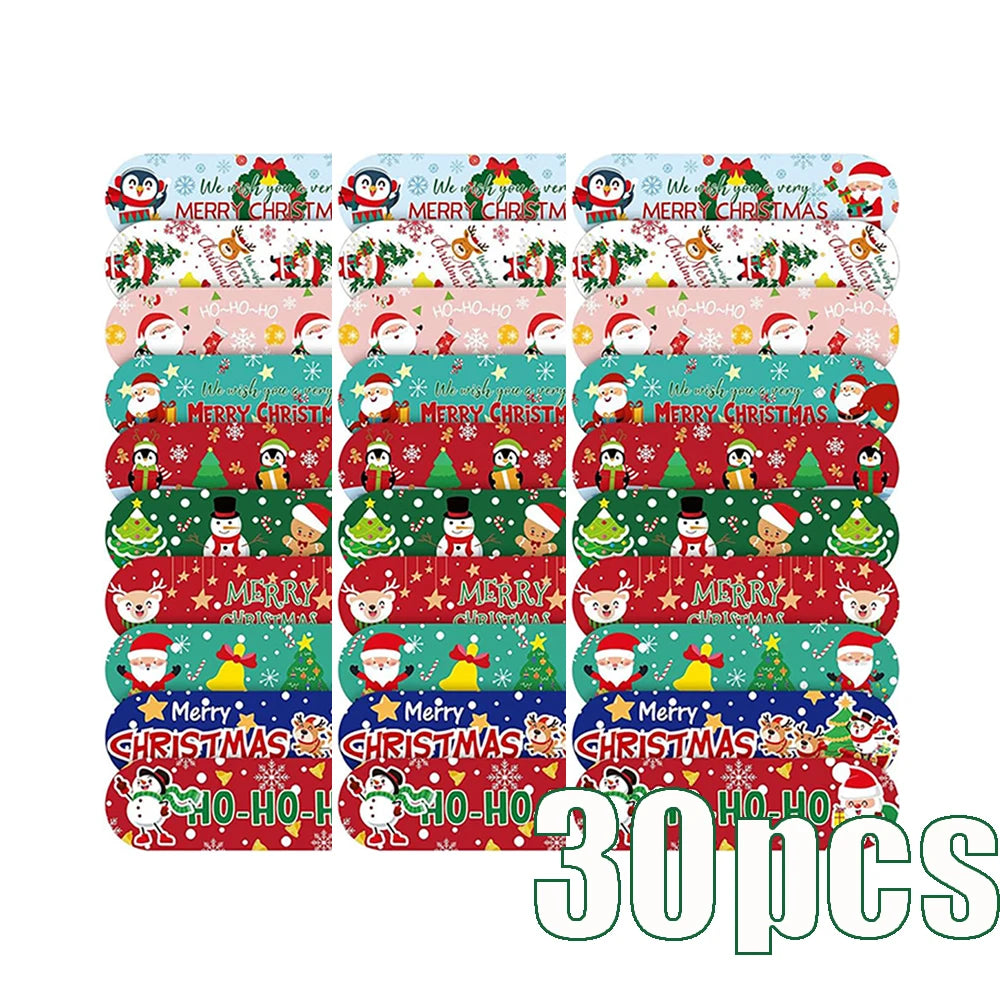 10/30/60pcs Cartoon Merry Christmas Band Aid Wound Dressing Patch Plaster for Children Skin Tape First Aid Adhesive Bandages