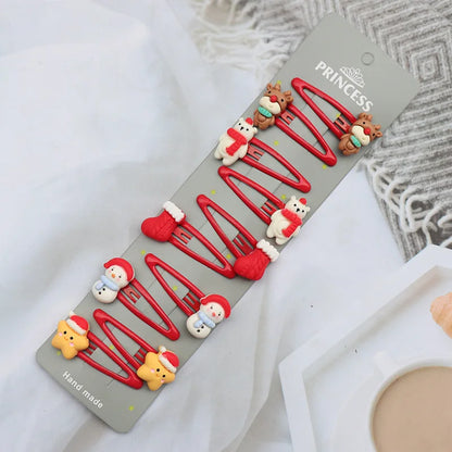 8/10Pcs/Set New Christmas Hair Clips for Women Girls Hair Accessories Party Barrettes Hairpins Kids Cosplay Headwear