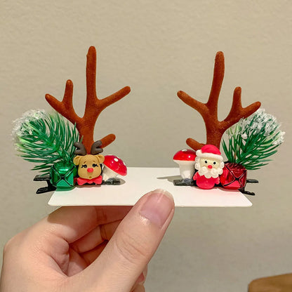 Creative Christmas Hair Clips for Girls Deer Ear Party Headbands Xmas Hats Shape Hair Clips Hairpin Antlers Festive Headdresses